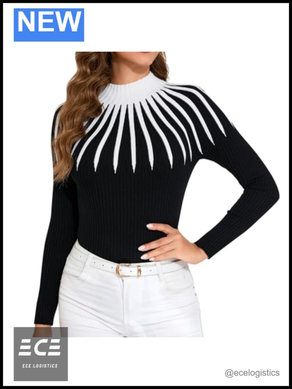 Turtleneck Long Sleeve Ribbed Knit Slim Fit Pullover Sweater Top
